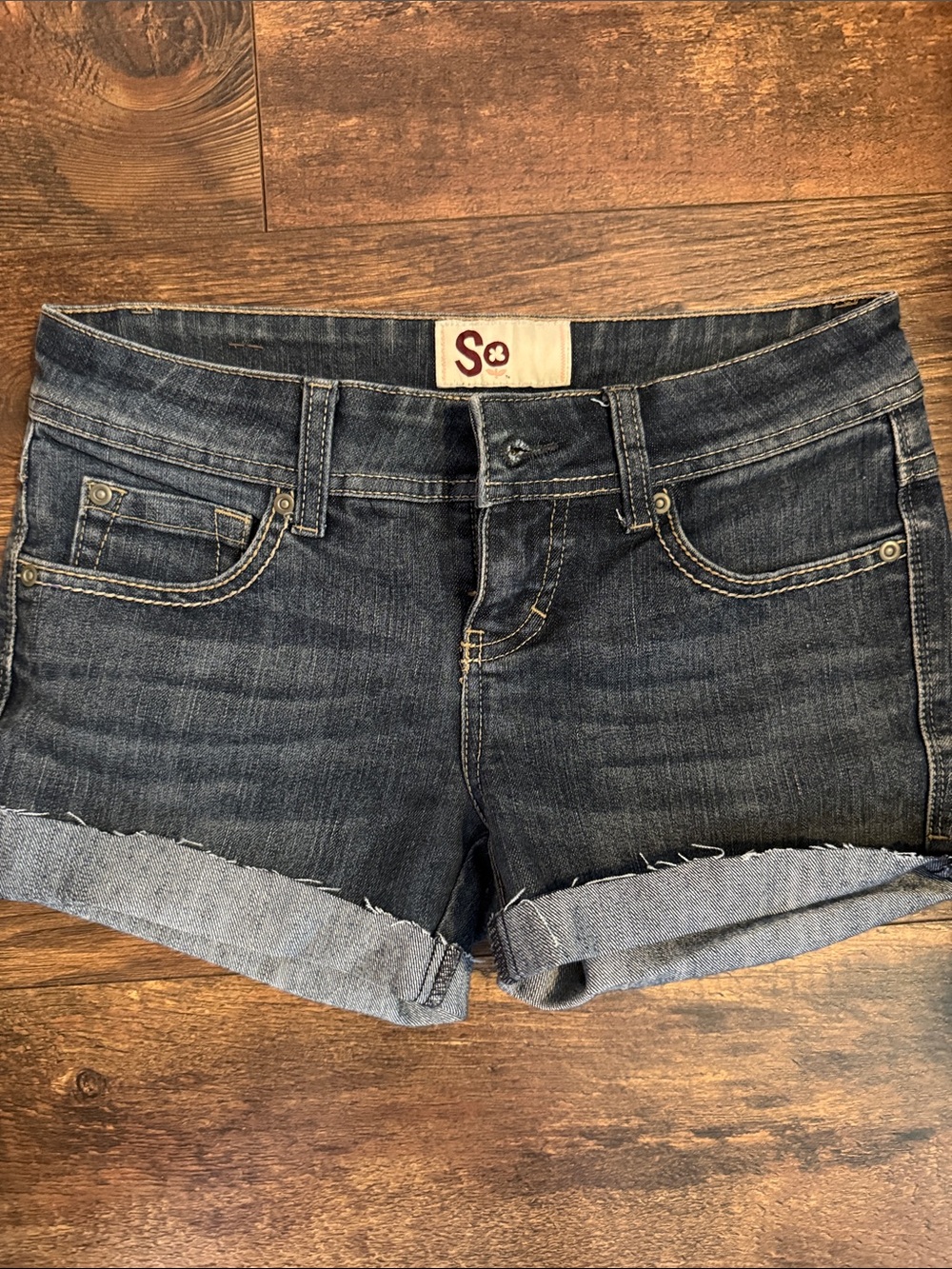 SO Dark Indigo Cuffed Denim Shorts